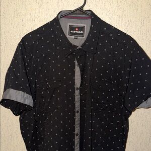 Airwalk Men's Black and Gray Patterned Button Down Shirt